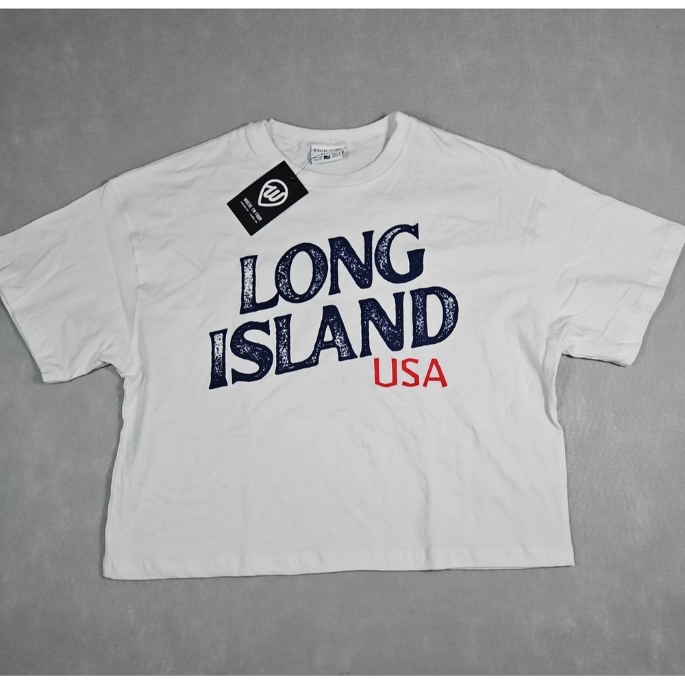 Where I'm From Womens Long Island USA Graphic Cropped T Shirt Size Small NWT
